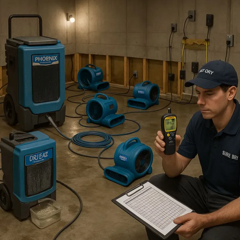Structural Drying and Dehumidification process in Descanso, CA